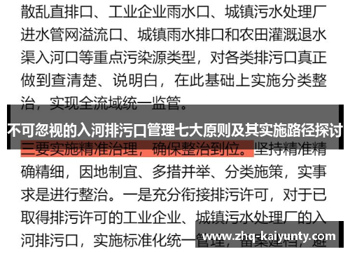 不可忽视的入河排污口管理七大原则及其实施路径探讨